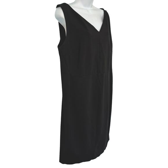 MM Lafleur Black Ponte V-Neck Sheath Sleeveless Pencil Dress Plus Size +2 / 18 - Picture 4 of 10